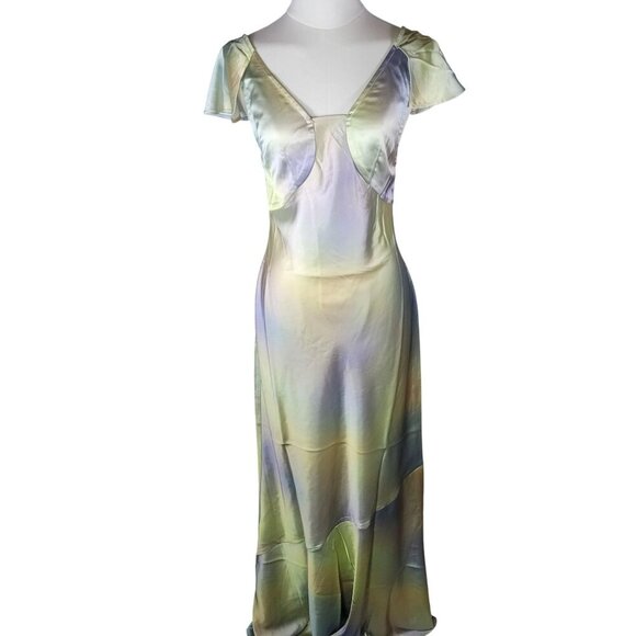 WeWoreWhat Lace Silk Charmeuse Watercolor Formal Midi Slip Dress Size 0 - Picture 1 of 4
